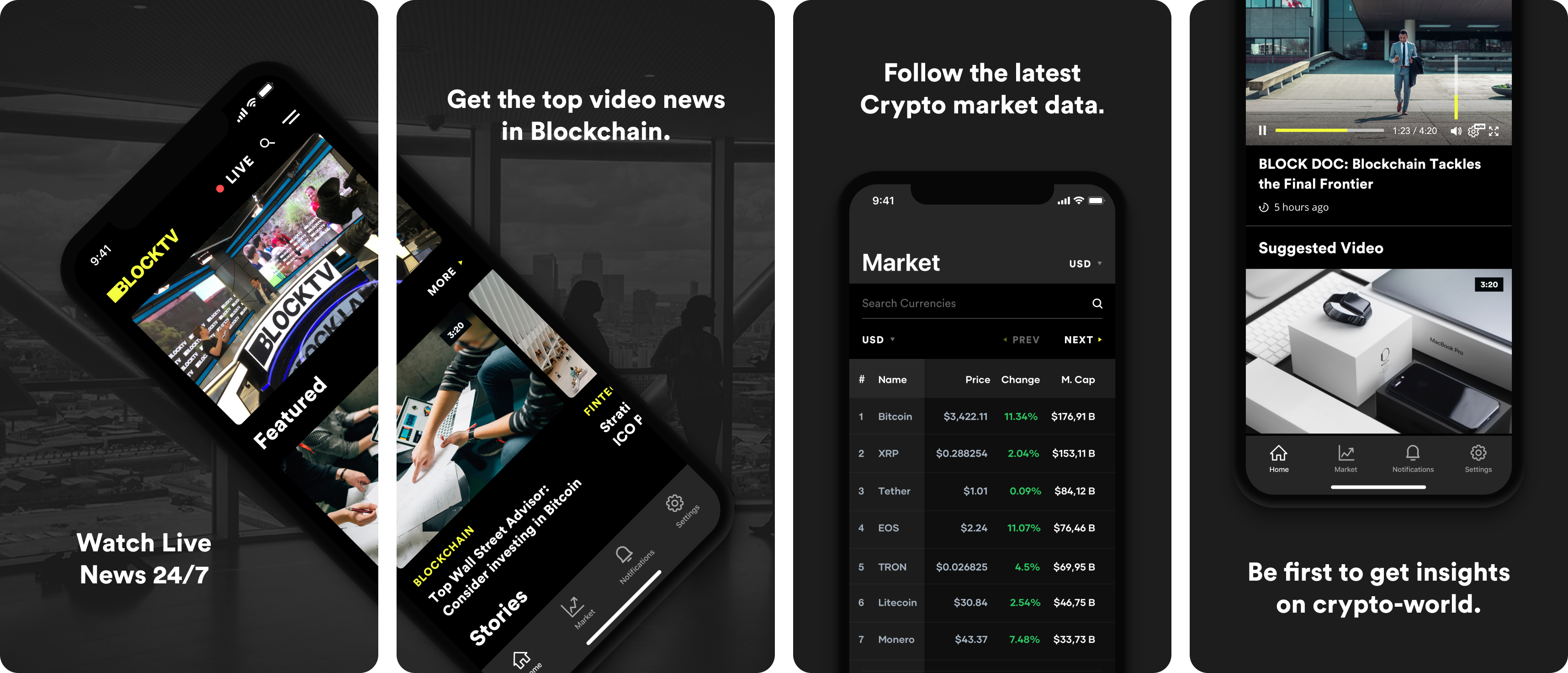 App store mobile screens of blocktv project
